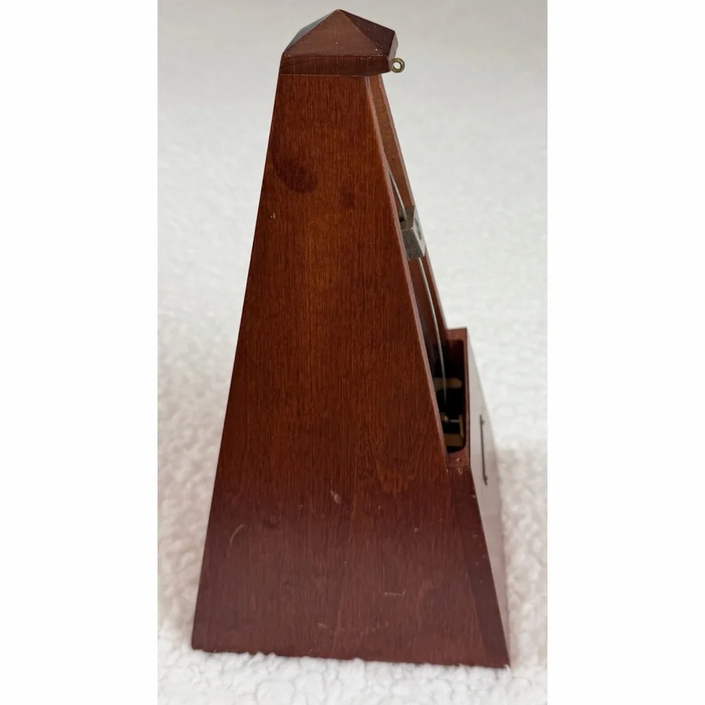 (VTG) SETH THOMAS • Brown Wooden Pyramid Wind-Up Metronome w/ Cover (Working) - Picture 12 of 16